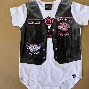 Harley Davidson Girls Faux Leather Short Sleeve Onesie